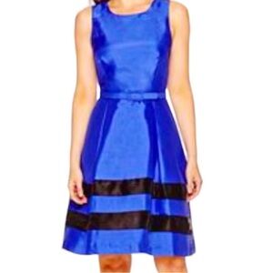 R&K Blue and Black A-Line Midi Dress for Wedding